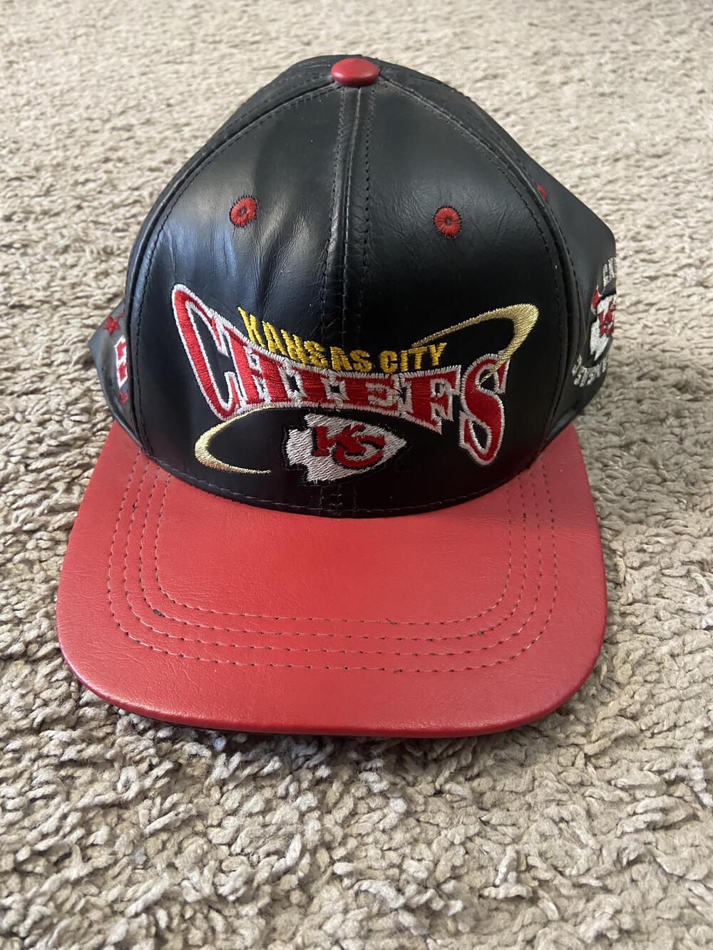 Vintage Kansas City Chiefs Hat Cap Strap Back Black NFL Football Pro Elite OSFA